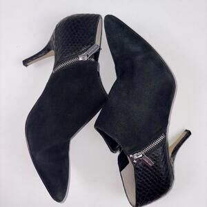 Michael Kors Mixed Leather High Heel Ankle Boots Black Size 11M Suede Exotic